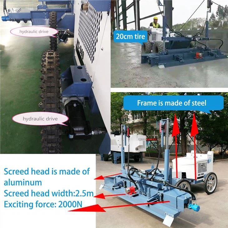 VANSE Laser Screed Machine Manufacturer 2.5M Four-wheeled Lightweight Ride-on Concreting Laser Flooring Level Screed For Sale